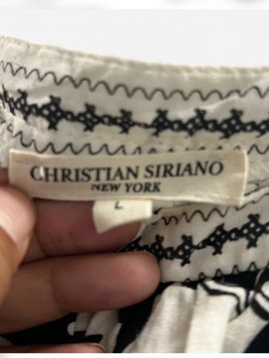 Christian Siriano Boho Floral Top Large Crochet Lace Linen Blend Peasant Blouse - Picture 4 of 10